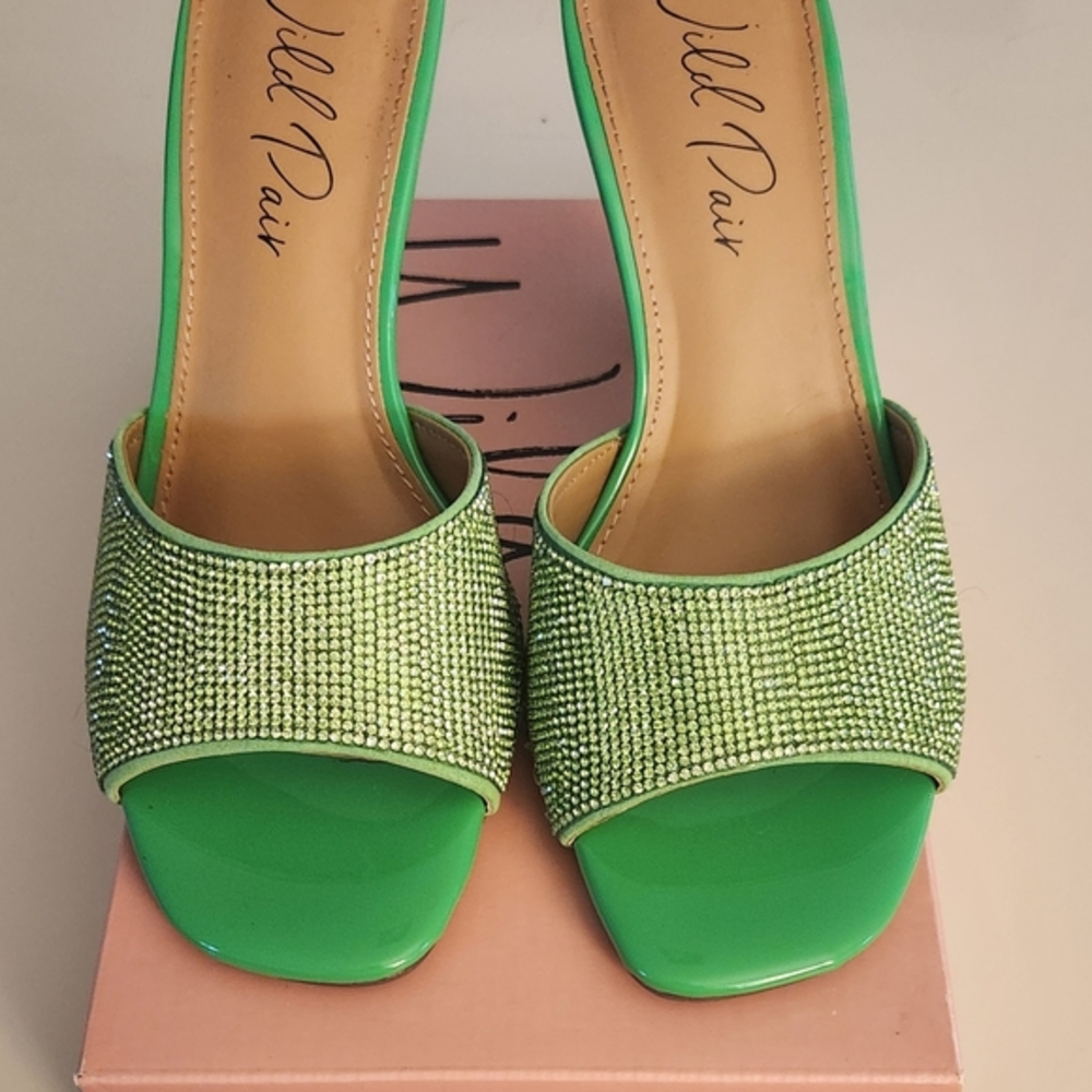 Wild Pair Vibrant Green Rhinestone Heels